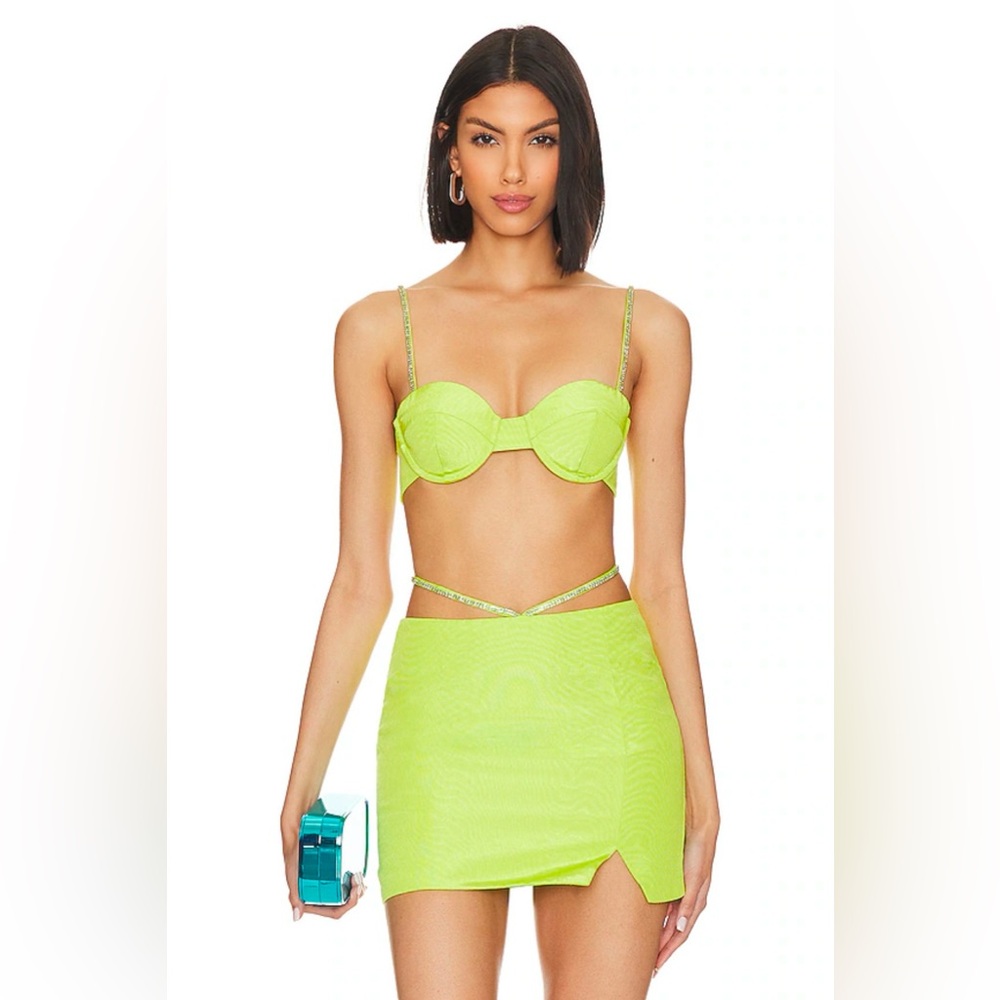 NWT Camila Coelho Crystal Bralette in Apple Green